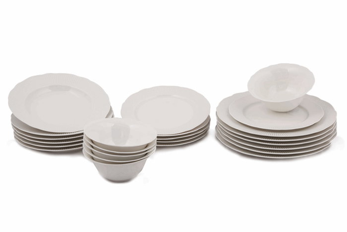 Hermia Juego de Cena de Porcelana de 24 Piezas Blanco Hermia Juego de Cena de Porcelana de 24 Piezas Blanco